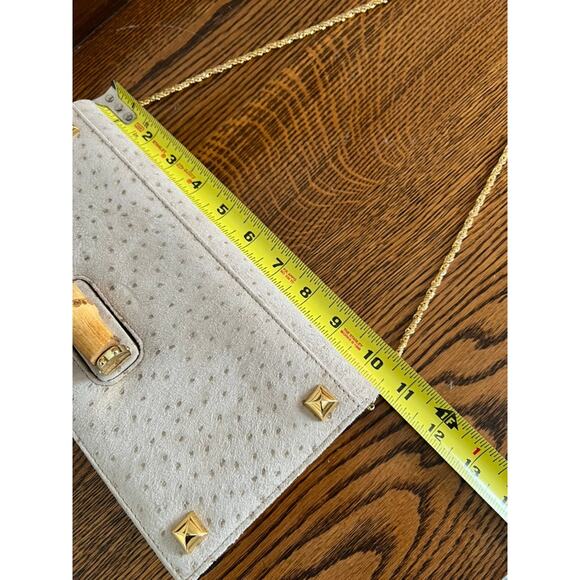 Miss Mak Faux Ostrich Clutch with chain strap - Picture 9 of 11